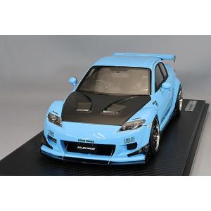 イグニッションモデル 1/18 マツダ RX-8 (SE3P) RE雨宮 ライトブルー/ENKEI PF01エボタイプ18インチ(ポリッシュ/ブラック)｜kidbox