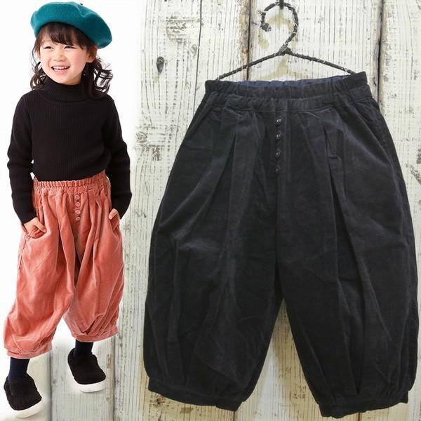 Seraph　セラフ　ベロアコールのギャザータックボリュームパンツ　子供服 セール 19秋冬キャリー