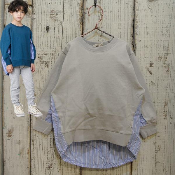 Make Your Day　メイクユアデイ　ストライプクロス切替の長袖Tシャツ 子供服 セール 21...