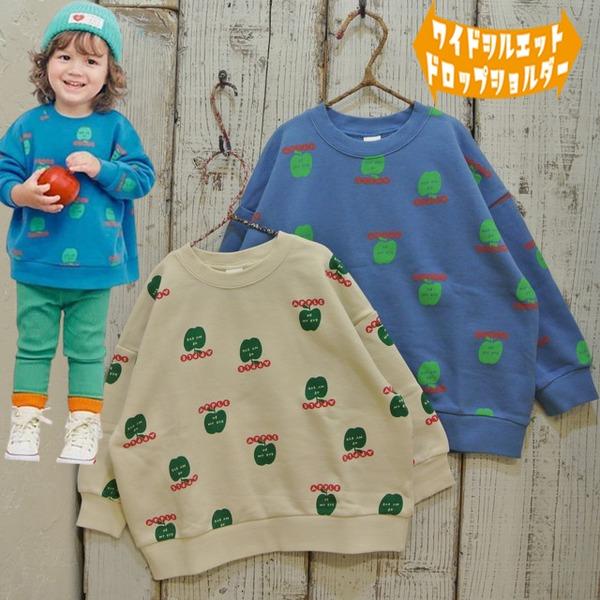 p.premier プルミエ　イロチ買いしたいアップルプリントトレーナー 子供服 セール 25秋冬
