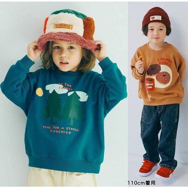 p.premier　プルミエ　グラフィックプリントの裏起毛トレーナー 子供服 セール 25秋冬