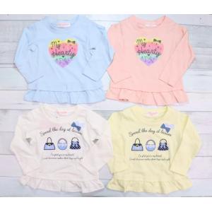 長袖 Tシャツ 80cm 90cm 100cm 綿100％ ロンT トップス プチプラ プリント 裾フリル カットソー 子供服 女の子 ベビー キッズ 春 秋 冬