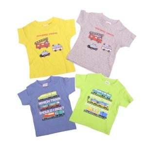 電車 働く車 半袖 Tシャツ 80cm 90cm 95cm 100cm 線路 緊急車両 プチプラ 子供服 キッズ ベビー 男の子 プリント カットソー トップス 可愛い 乗り物 貨物 特急