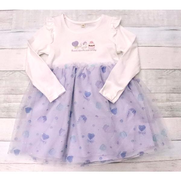長袖 チュールワンピース 100cm 110cm 120cm 130cm 綿100% ユニコーン マ...