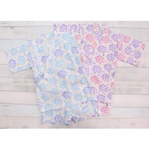 甚平 女の子 100cm 110cm 120cm 130cm じんべい紫陽花 あじさい ピンク サッ...