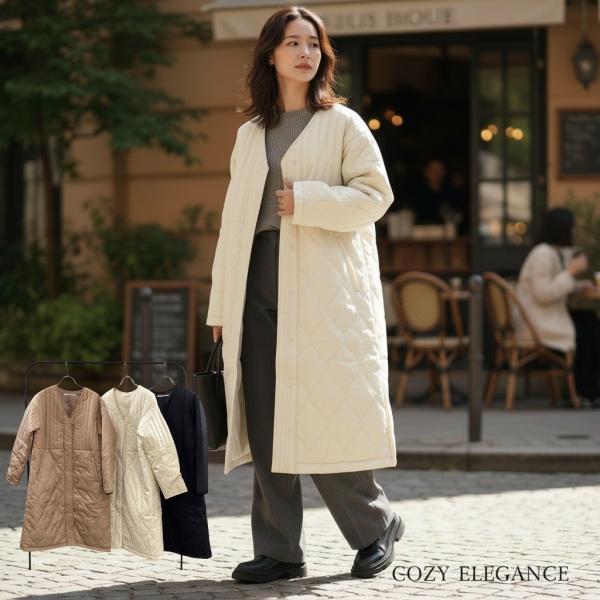 ZAMPA パターンMIXキルティングロングジャケット　型番22-0092