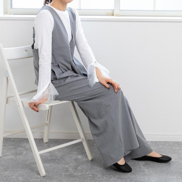 QTUME　Lim-bless サイロトロストレッチ　ワイドタックサロペット　ウォッシャブル　型番5...