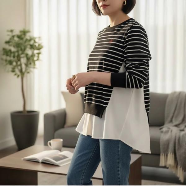 Remite シャツレイヤード　ニットソーチュニック　YR24301