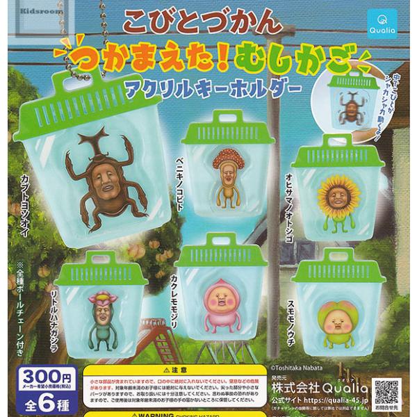 こびとづかん つかまえた！むしかご アクリルキーホルダー 全6種セット (ガチャ ガシャ コンプリー...