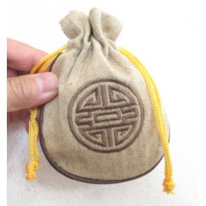 刺繍入り巾着袋 底丸タイプ カラー:きなり サ...の詳細画像3