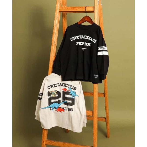 長袖Tシャツ 恐竜 福井県立恐竜博物館コラボ ロンT ナンバー 男の子 女の子 キッズ 子供 80-...