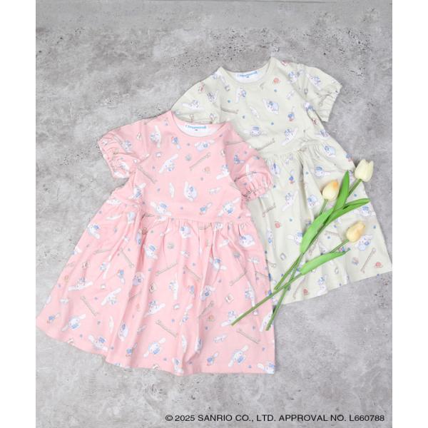 30％OFFセール サンリオコラボ ワンピース 半袖 シナモロール 総柄 女の子 キッズ ベビー シ...