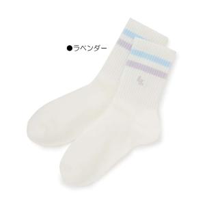 クルーソックス 靴下 バイカラーライン ワンポ...の詳細画像3