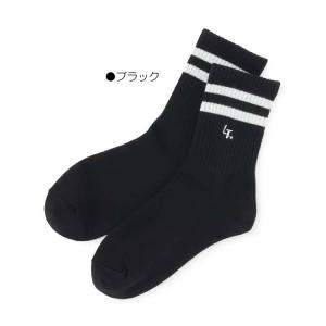 クルーソックス 靴下 バイカラーライン ワンポ...の詳細画像4