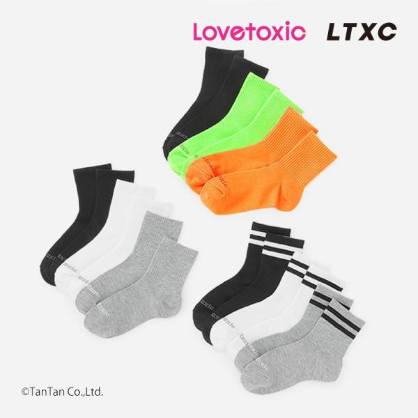 20％OFFセール ラブトキシック 3足setクルーソックス LTXC 靴下 女の子 キッズ ジュニ...