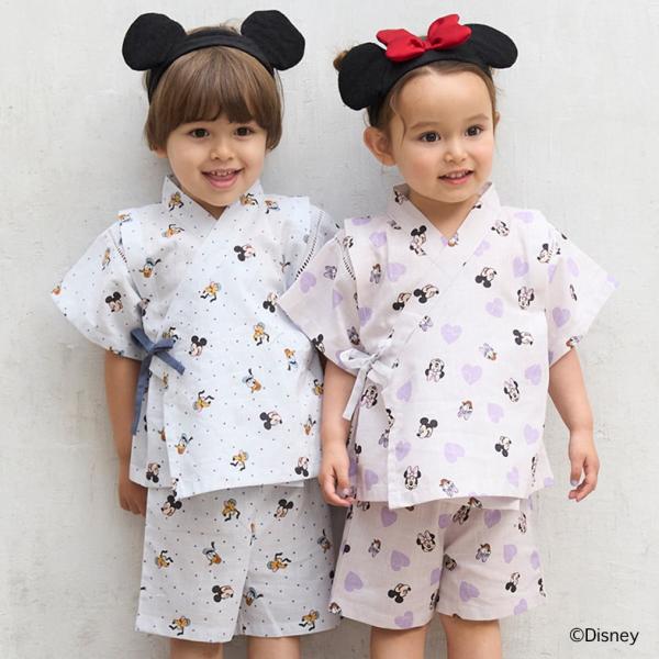 10％OFFセール Disney ディズニー 甚平 プティマイン 総柄 女の子 お耳モチーフ 80-...
