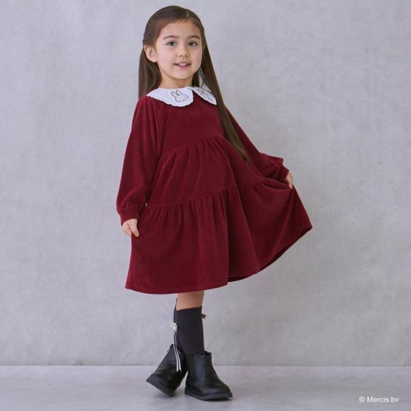 20％OFFセールmiffy ミッフィー 衿ティアード 長袖ワンピース プティマイン 女の子 キッズ...