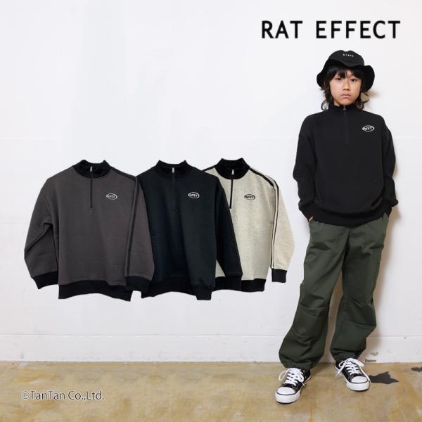 長袖トレーナー スウェット トップス ジュニア ハーフジップ 袖ライン 男の子 キッズ RATEFF...