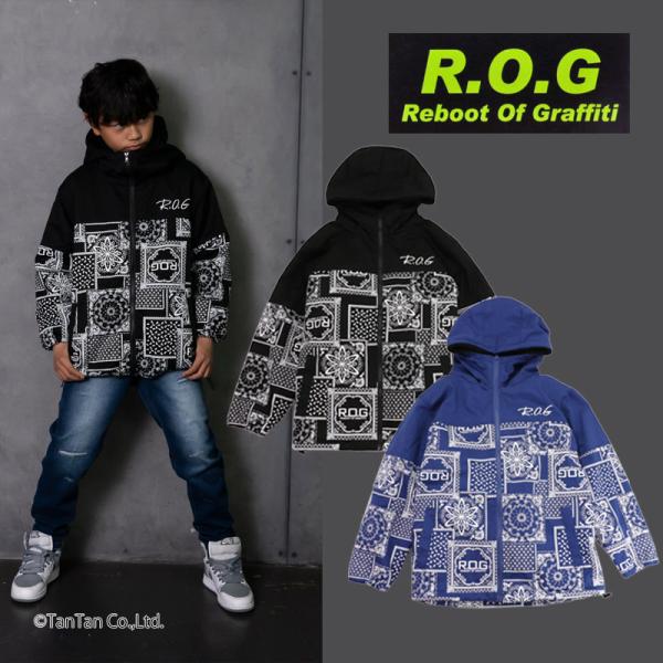 10％OFFセール アールオージー ジャケット ペイズリー柄 ロゴ アウター ストリート キッズ 男...