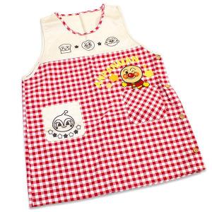 送料無料 アンパンマン 大人用 エプロン 約77×55cm 赤色 かぶりタイプ