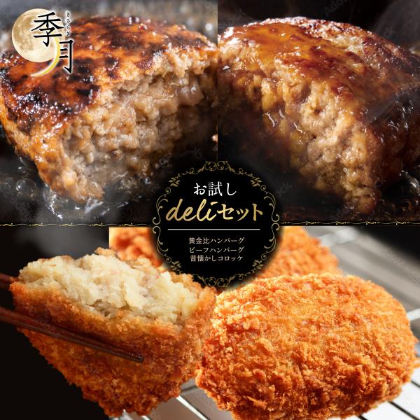 ヤフー限定 黄金比ハンバーグ2個 牛肉100％ビーフハンバーグ2個 お肉屋さんのコロッケ4個 お試し...