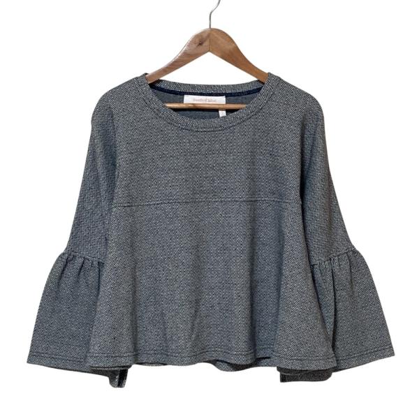 美品 See by Chloe シーバイクロエ ヘリンボーン フレアスリーブ ブラウス XS ネイビ...