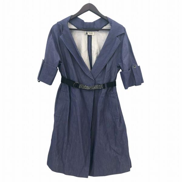 美品 leur logette ルールロジェット ビジューベルト シャンブレー ガウンコート 1 ブ...