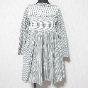 美品 49AV JUNKO SHIMADA ジュンコシマダ ボートネック ストライプ チュニック ワンピース サイズ38 カーキ ホワイト レディース 古着 中古