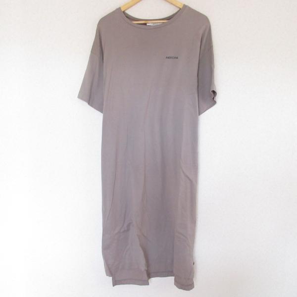 良品 AMERICANA アメリカーナ ロゴプリント サイドジップ 半袖 ロング カットソーワンピー...