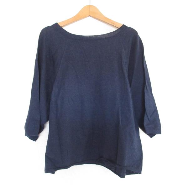 美品 45rpm フォーティファイブアールピーエム 七分袖 コットンニットカットソー 3 インディゴ...