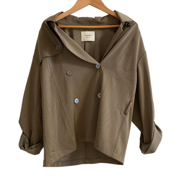 美品 AMER アメリ トレンチジャケット シャツ ブラウス Sサイズ モカ  レディース 古着 中...