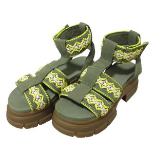 良品 UGG アグ W ASHTON HERITAGE BRAID 厚底 サンダル 1139891 US7 24cm カーキ レディース 古着 中古