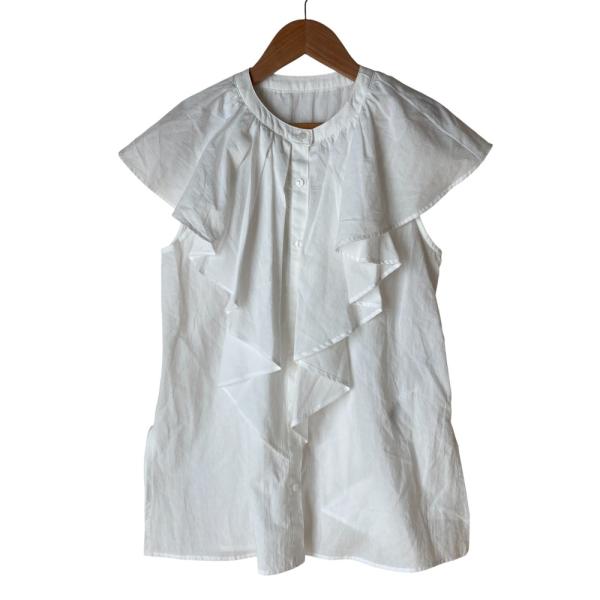 美品 DESIGNWORKS デザインワークス フロントラッフルブラウス サイズF ホワイト レディ...