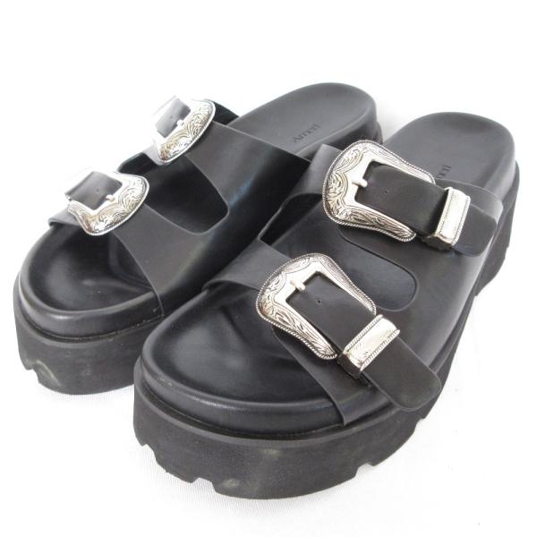美品 AMERI アメリ MEDI WESTERN BUCKLE SANDALS バックル プラット...