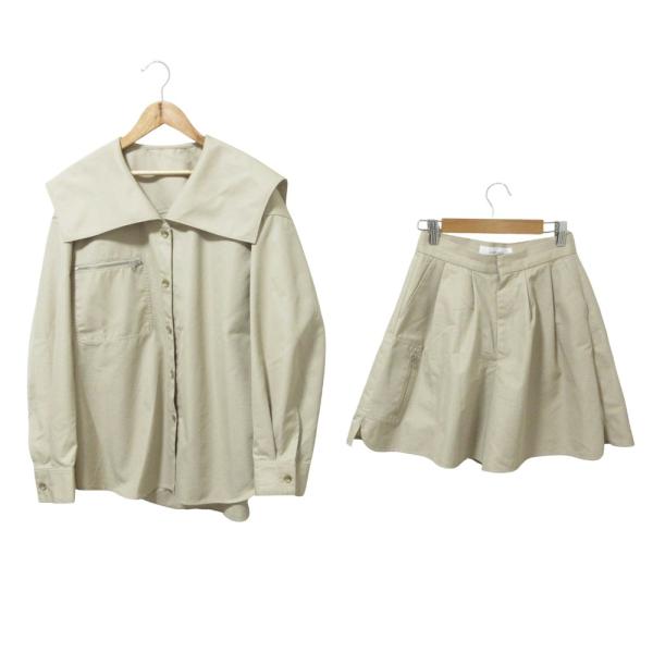 美品 23SS LE CIEL BLEU ルシェルブルー ビッグカラーシャツ ショートパンツ セット...