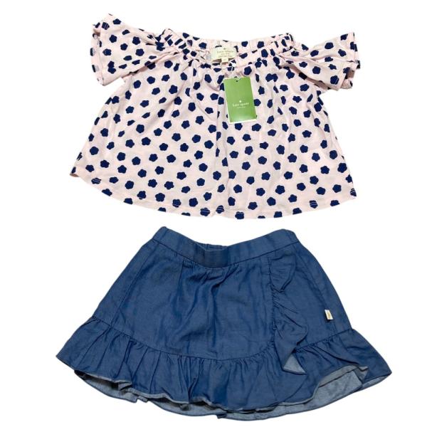美品 kate spade ケイトスペード ドット柄 カットソー スカート 2点セット キッズ ベビ...