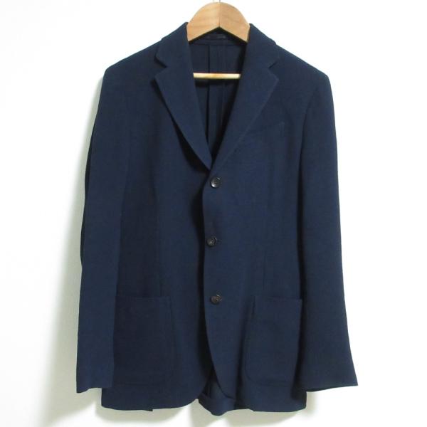 良品 LARDINI ラルディーニ サマーウール テーラードジャケット 44サイズ ネイビー メンズ...