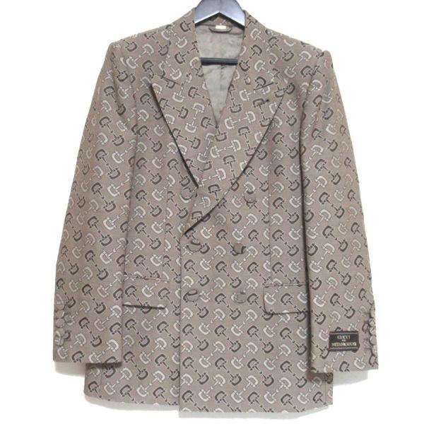新品同様 GUCCI グッチ ホースビット柄 ジャガード ダブルブレスト テーラードジャケット 70...