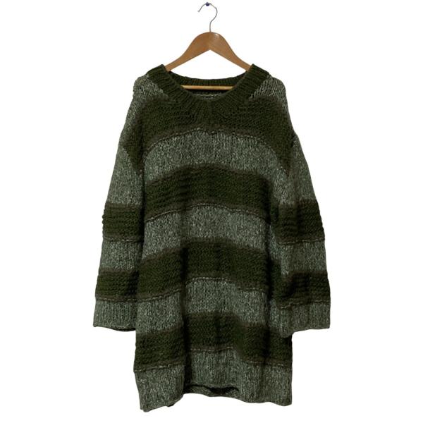 良品 AMERI VINTAGE アメリヴィンテージ ボーダーオーバーニットセーター サイズF グリ...