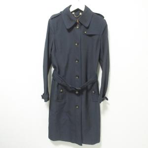 良品 Tory Burch トリーバーチ ベルト付き シングル トレンチコート 4 ネイビー レディース 古着 中古