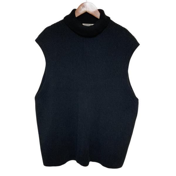 美品 AURALEE オーラリー WOOL RIB KNIT TURTLE NECK VEST リブ...