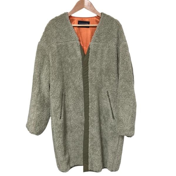 美品 MACPHEE マカフィー ボアフリースノーカラーコート 36サイズ ライトカーキ レディース...