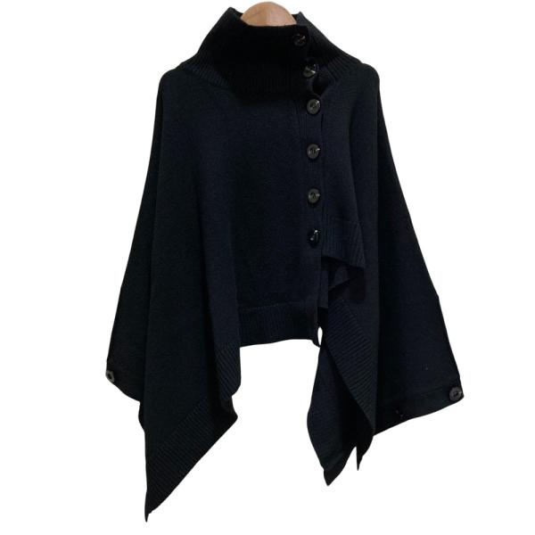 美品 ENFOLD エンフォルド ハイネック ウールニットケープ SIZE38 ブラック レディース...