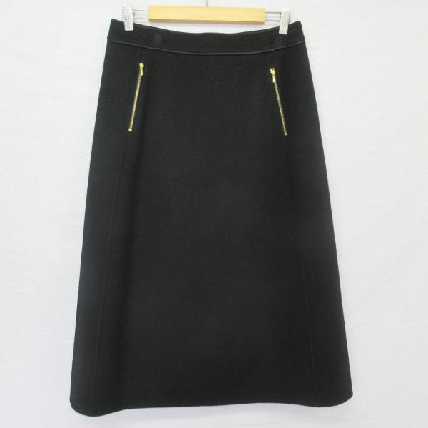 美品 Drawer ドゥロワー ウールカシミヤ ミモレ丈 トラペーズスカート サイズ38 ブラック ...