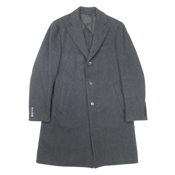 新品同様 LARDINI ラルディーニ ウール100％ シングルチェスター コート レジメンタルスト...