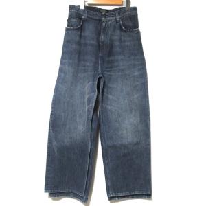 美品 23AW BALENCIAGA バレンシアガ DOUBLE SIDE PANTS ダブルサイド ワイドレッグ デニムパンツ サイズXS インディゴブルー メンズ レディース 古着 中古
