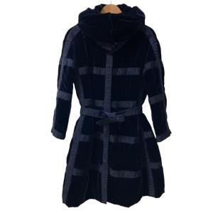 美品 GIORGIO ARMANI ジョルジオアルマーニ Cashmere Flakes Exclusive Edition ベルベット パテッドコート サイズ38 ネイビー レディース 古着 中古