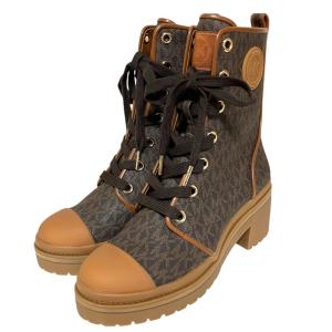 未使用 MICHAEL KORS マイケルコース COREY BOOTIE MKシグネチャー サイドジップ ショートブーツ サイズ7M 24cm相当 ブラウン レディース 古着 中古