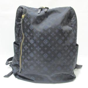 美品 russet ラシット モノグラム ナイロン リュックサック バックパック デイパック ネイビー レディース 古着 中古