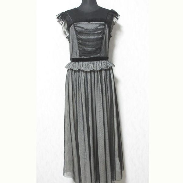 美品 24SS LILY BROWN リリーブラウン チュールレイヤードフリルドレス ワンピース L...